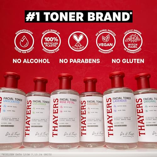 Alcohol-Free Witch Hazel Facial Mist Toner with Aloe Vera, Rose Petal, Soothing and Hydrating, For All Skin Types, 8 oz