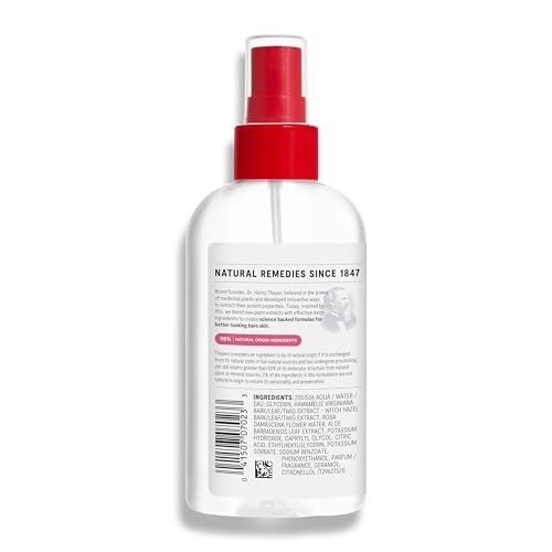 Alcohol-Free Witch Hazel Facial Mist Toner with Aloe Vera, Rose Petal, Soothing and Hydrating, For All Skin Types, 8 oz