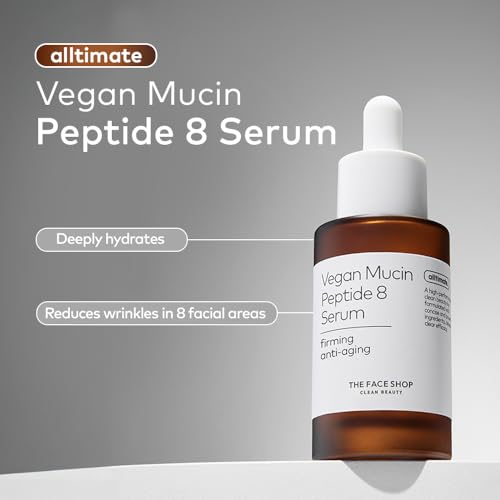 8 Peptide Serum, Vegan Mucin for Hydrating & Firming, Anti Aging Serum for All Skin Types, Korean Skin Care, 30ml/1.01 fl. oz