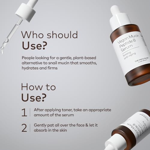 8 Peptide Serum, Vegan Mucin for Hydrating & Firming, Anti Aging Serum for All Skin Types, Korean Skin Care, 30ml/1.01 fl. oz