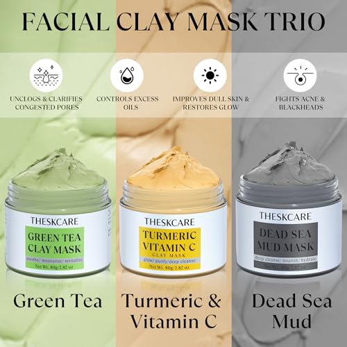 Clay Mask Trio with Turmeric, Dead Sea Mud and Green Tea