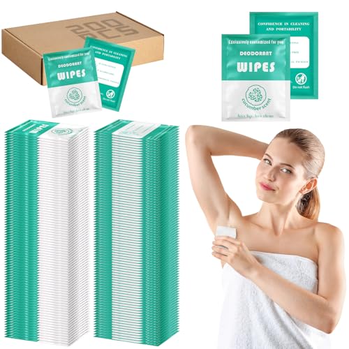Individually Wrapped Deodorant Wipes, 200 Count