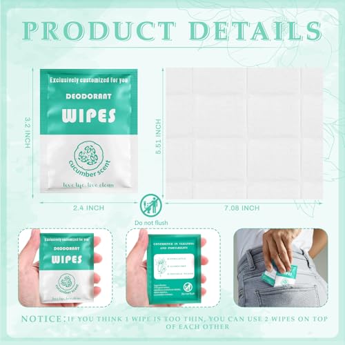 Individually Wrapped Deodorant Wipes, 200 Count