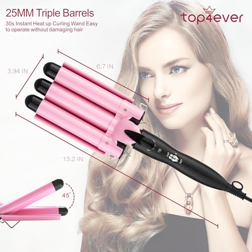 3 Barrel Curling Iron 1-Inch Hair Crimper Tool for Women