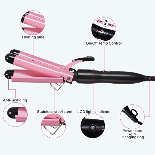 3 Barrel Curling Iron 1-Inch Hair Crimper Tool for Women