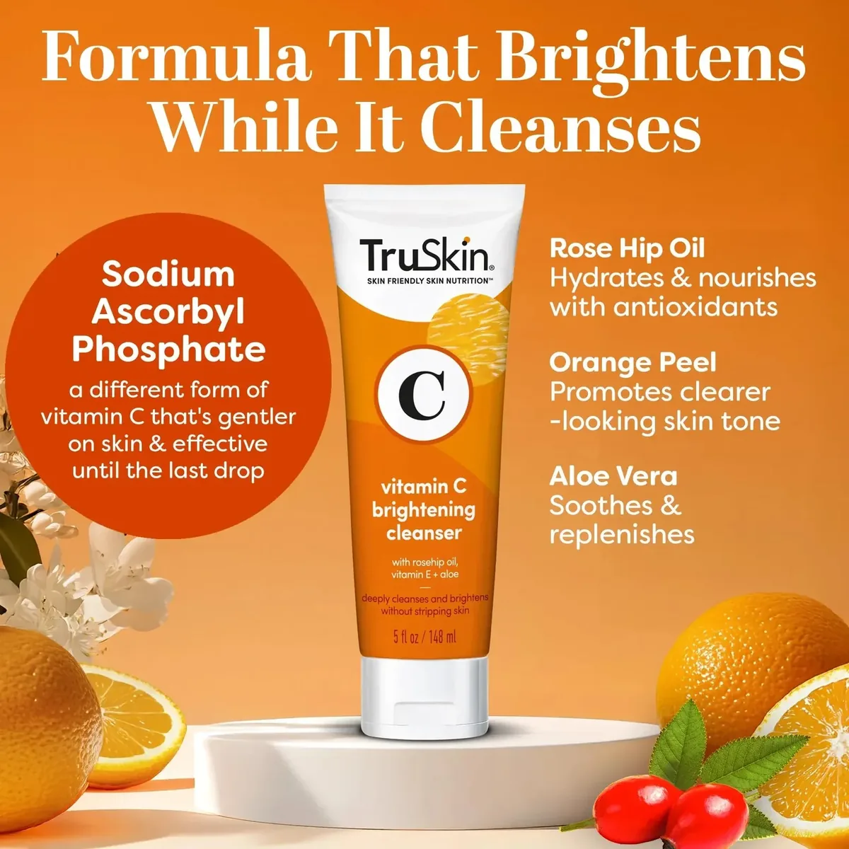 Vitamin C Face Cleanser with Vitamins C & E, Rosehip Oil, Aloe Vera 5 fl oz