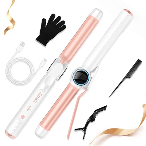 Cordless Curling Iron USB Rechargeable 9000 mAh 4 Temp