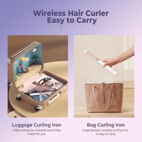 Cordless Curling Iron USB Rechargeable 9000 mAh 4 Temp