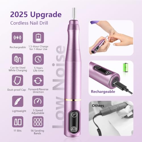Cordless Nail Drill Electric Nail File Kit Rechargeable