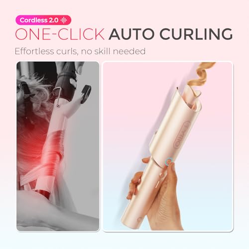 CURLGO Cordless Automatic Rotating Curling Iron Portable