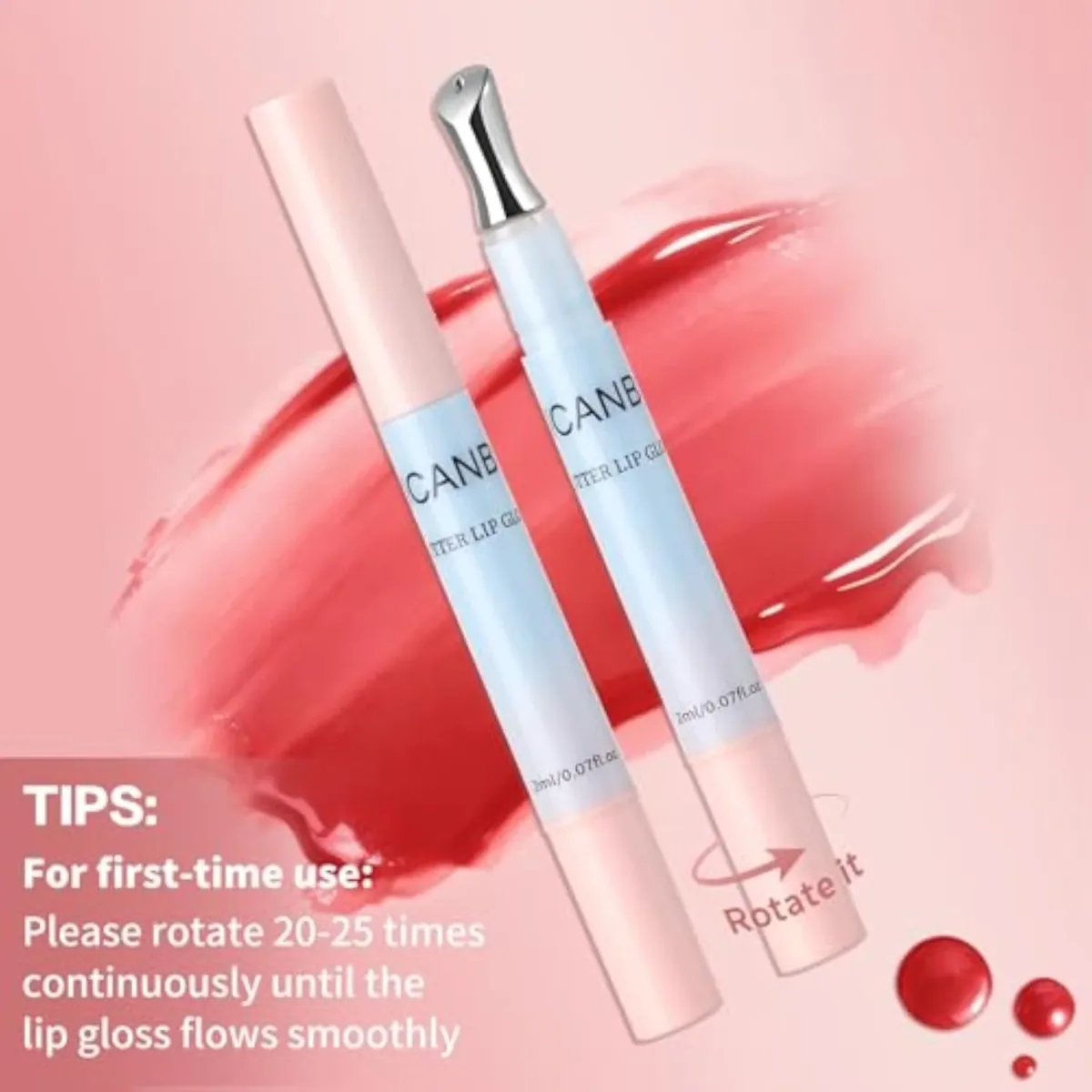 Butter Lip Gloss, Hydrating & Moisturizing Lipgloss with Metal Tip, Lightweight, Non-Sticky, Smooth, Nourishing for High-shine Finish(01 Clear)