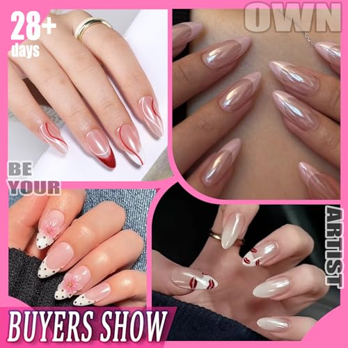 Almond Gel Nail Tips 504PCS Pre-Etched Clear Fake Nails Tips