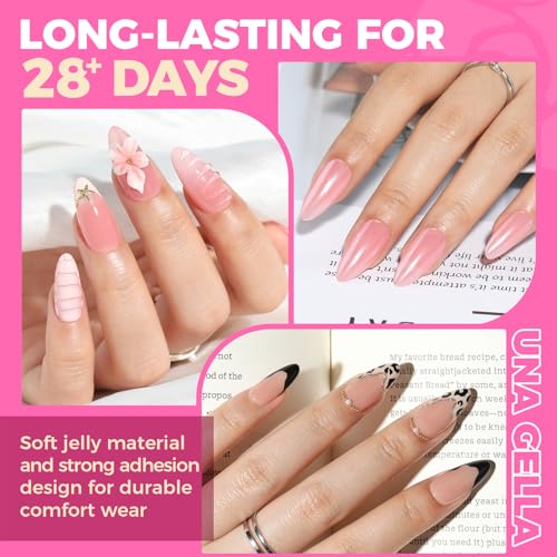 Almond Gel Nail Tips 504PCS Pre-Etched Clear Fake Nails Tips