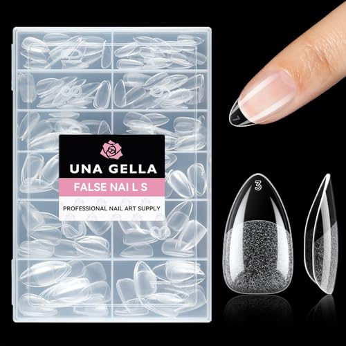 Short Almond Nail Tips 216PCS X-Soft Gel Fake Nails Extensions