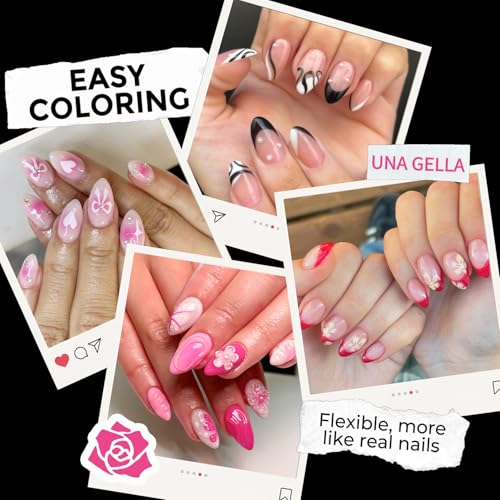 Short Almond Nail Tips 216PCS X-Soft Gel Fake Nails Extensions