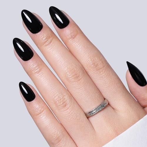 Short Almond Press on Nails Pure Black