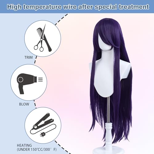 100cm Long Purple Cosplay Wig