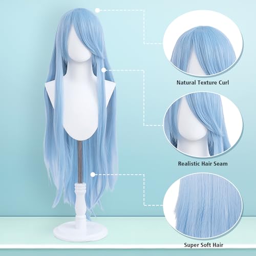 100cm Sky Blue Straight Cosplay Wig