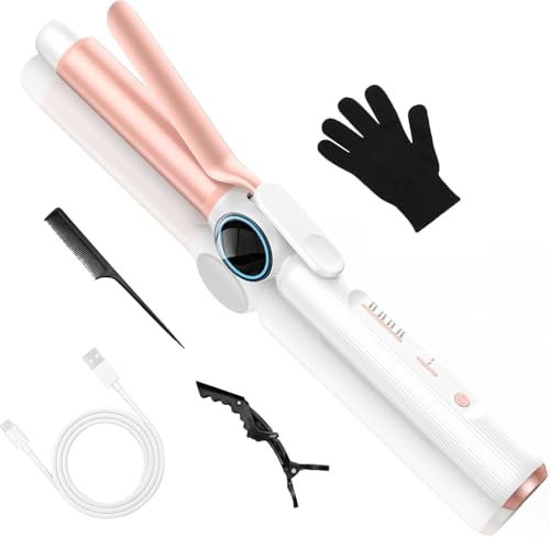 9000 mAh Rechargeable Cordless Curling Iron 28MM USB