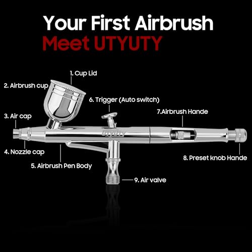 Airbrush Kit with Air Compressor Portable 27PSI 7 Pressure Levels