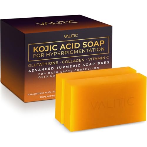 Kojic Acid Soap for Hyperpigmentation - with Glutathione, Collagen & Vitamin C - Advanced Soap Bars with Turmeric - Original Japanese Complex for Dark Spot Correction - 2 P