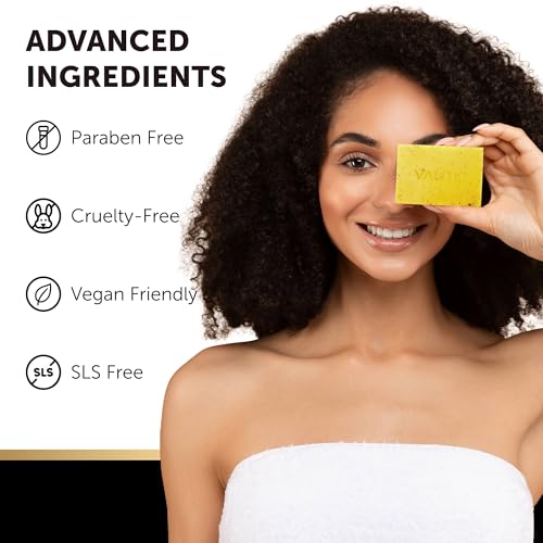 Lemon Turmeric Soap for Dark Spots - Kojic Acid Soap for Face and Body - Exfoliating Bar for Brightening, Skin Tone Corrector with Retinol, Vitamin C, Collagen and Hyaluron