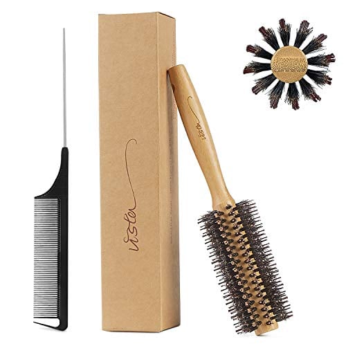 Round Brush Bamboo Natural Boar Bristle