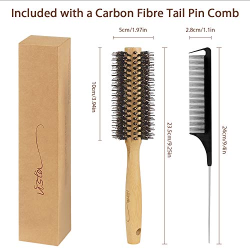 Round Brush Bamboo Natural Boar Bristle