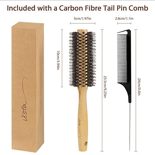 Round Brush Bamboo Natural Boar Bristle