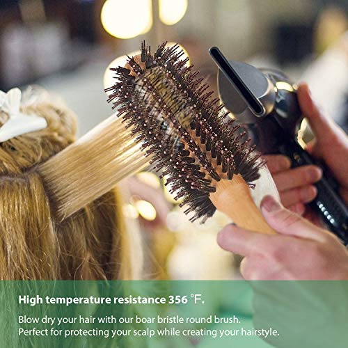 Round Brush Bamboo Natural Boar Bristle