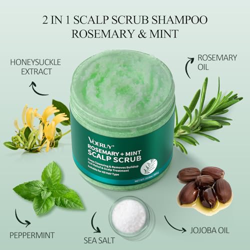 Scalp Scrub, Rosemary Scalp Exfoliator Scrub Shampoo