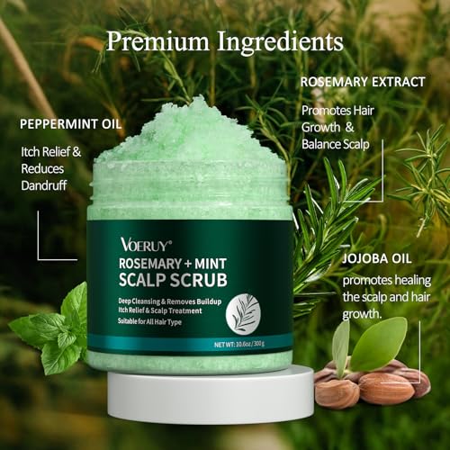 Scalp Scrub, Rosemary Scalp Exfoliator Scrub Shampoo