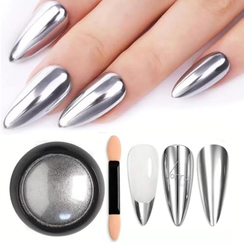 Holographic Mirror Nail Powders Chrome Silver Effect