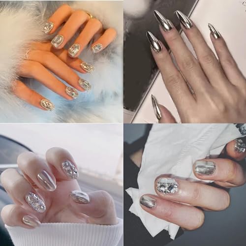 Holographic Mirror Nail Powders Chrome Silver Effect