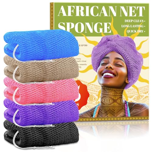 5 Pack African Net Sponge with Knots