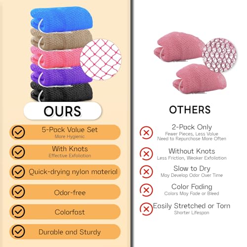 5 Pack African Net Sponge with Knots