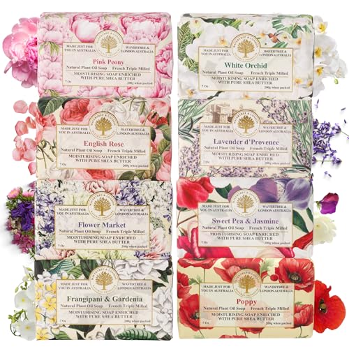 Assorted Floral Elegance Natural Soap Bars (Pack of 8)