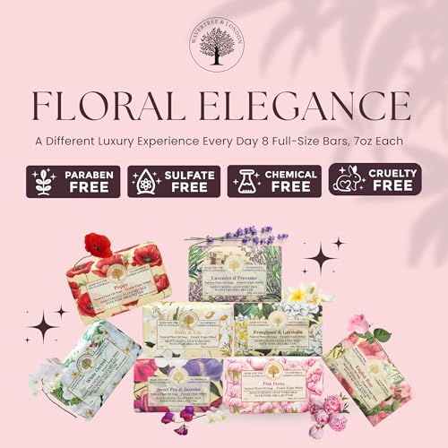 Assorted Floral Elegance Natural Soap Bars (Pack of 8)