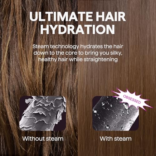 Steam Hair Straightener Steam Sesh Flat Iron Less Heat Damage