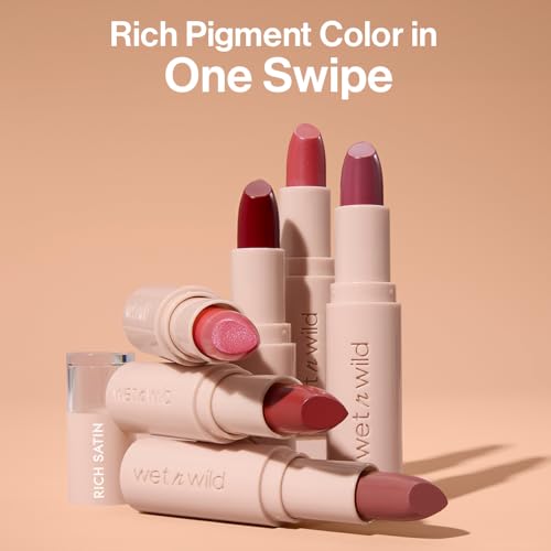 Mega Last Rich Satin Lip Color, Rich Creamy Color with Satin Finish, Infused with Vitamin E & Moisturizing Argan Oil, Lightweight, Silky-Smooth, Vegan & Cruelty-Free - H