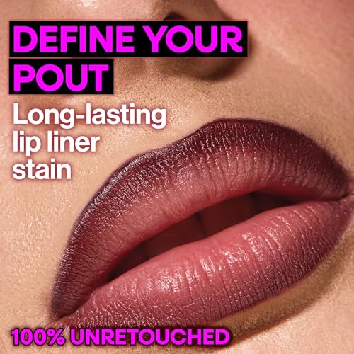 Perfect Pout Lip Liner Stain, Long-Lasting Transfer-Proof Formula with Blade-Like Applicator for Precision & Full Lip Coverage, Vegan & Cruelty-Free - Spilled Wine