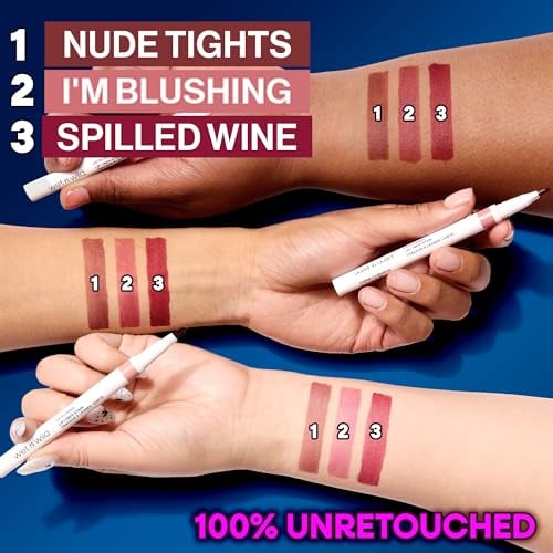 Perfect Pout Lip Liner Stain, Long-Lasting Transfer-Proof Formula with Blade-Like Applicator for Precision & Full Lip Coverage, Vegan & Cruelty-Free - Spilled Wine
