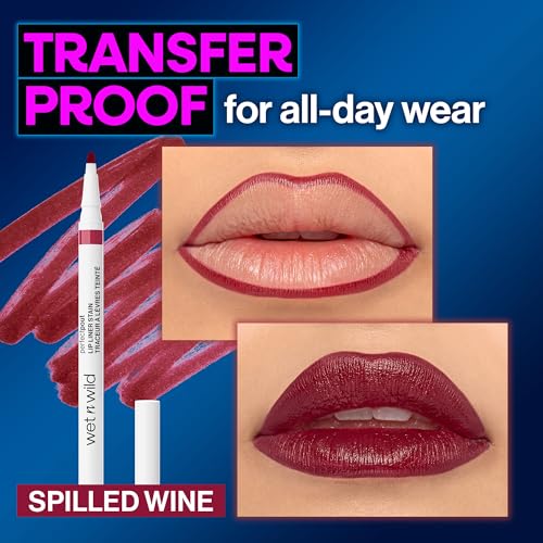 Perfect Pout Lip Liner Stain, Long-Lasting Transfer-Proof Formula with Blade-Like Applicator for Precision & Full Lip Coverage, Vegan & Cruelty-Free - Spilled Wine
