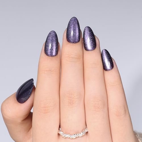 Purple Cat Eye Press On Nails