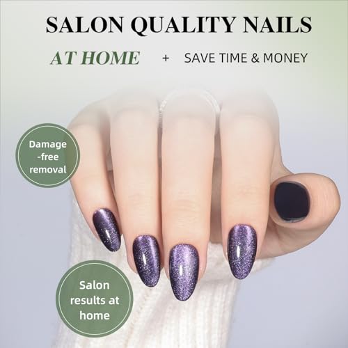 Purple Cat Eye Press On Nails