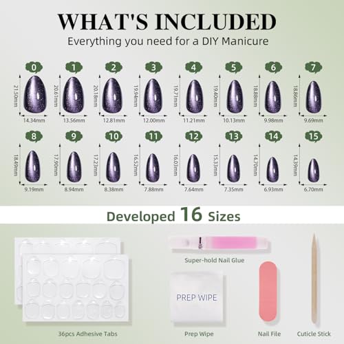 Purple Cat Eye Press On Nails