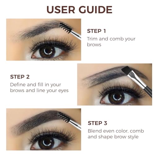 Eyebrow Pomade Kit with Dual-Ended Brush, Long-Lasti