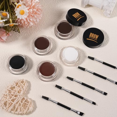 Eyebrow Pomade Kit with Dual-Ended Brush, Long-Lasti