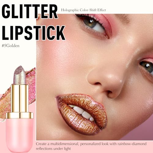 Gold Holographic Glitter Lipstick