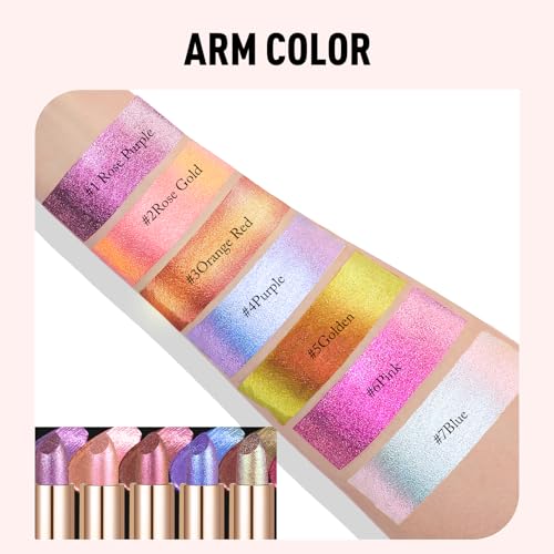 Purple Lipstick Makeup, Holographic Glitter Lip Stick Metallic Shine Long Lasting Lightweight Non-Sticky Hydrating Lip Tinted Full Coverage Sparkling Shimmer Chameleon Lipsti